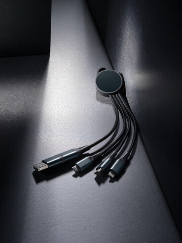 Terra 6-in-1-Ladekabel aus RCS recyceltem Aluminium grau bedrucken, Art.-Nr. P302.672 Terra 6-in-1-Ladekabel aus RCS recyceltem Aluminium grau bedrucken, Art.-Nr. P302.672