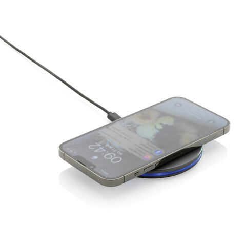 Terra 10W Wireless Charger aus RCS recyceltem Aluminium grau bedrucken, Art.-Nr. P308.672