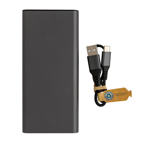Terra 20.000mAh 20W Powerbank aus RCS recyceltem Aluminium grau bedrucken, Art.-Nr. P322.632