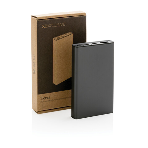 Terra 5.000 mAhPowerbank aus RCS recyceltem Aluminium grau bedrucken, Art.-Nr. P322.682 Terra 5.000 mAhPowerbank aus RCS recyceltem Aluminium grau bedrucken, Art.-Nr. P322.682