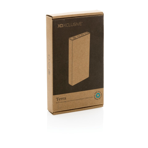 Terra 5.000 mAhPowerbank aus RCS recyceltem Aluminium grau bedrucken, Art.-Nr. P322.682 Terra 5.000 mAhPowerbank aus RCS recyceltem Aluminium grau bedrucken, Art.-Nr. P322.682
