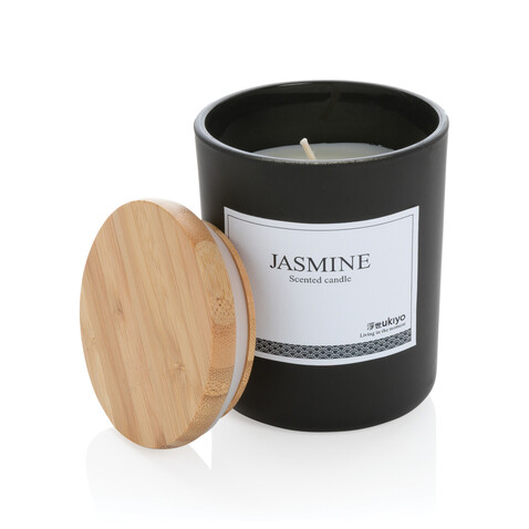 Ukiyo Deluxe parfümierte Kerze mit Bambusdeckel schwarz bedrucken, Art.-Nr. P262.941 Ukiyo Deluxe parfümierte Kerze mit Bambusdeckel schwarz bedrucken, Art.-Nr. P262.941