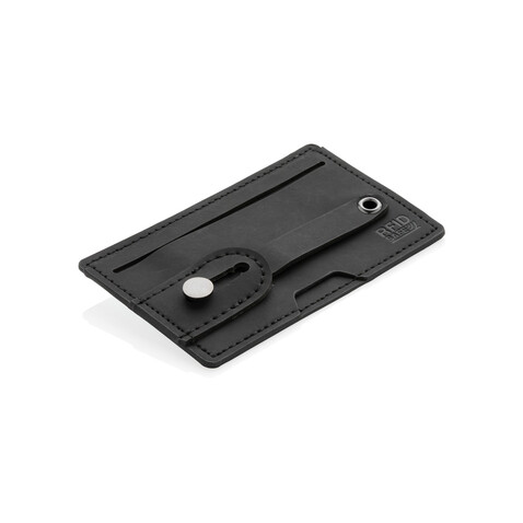 3-in1-RFID Kartenhalter für Ihr Smartphone schwarz bedrucken, Art.-Nr. P820.741