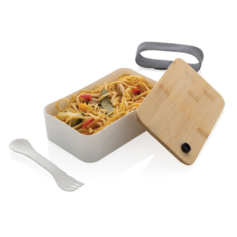 RCS RPP Lunchbox mit Bambusdeckel weiß bedrucken, Art.-Nr. P269.103 RCS RPP Lunchbox mit Bambusdeckel weiß bedrucken, Art.-Nr. P269.103