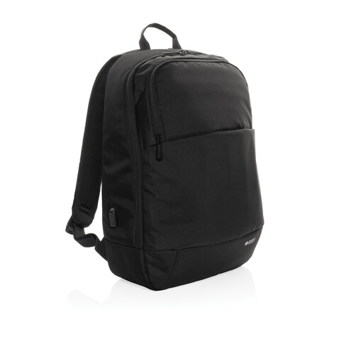 Swiss Peak AWARE™ moderner 15,6" Laptop-Rucksack schwarz bedrucken, Art.-Nr. P763.101