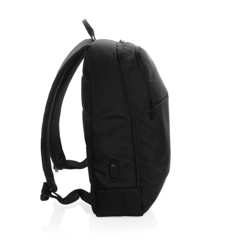 Swiss Peak AWARE™ moderner 15,6" Laptop-Rucksack schwarz bedrucken, Art.-Nr. P763.101