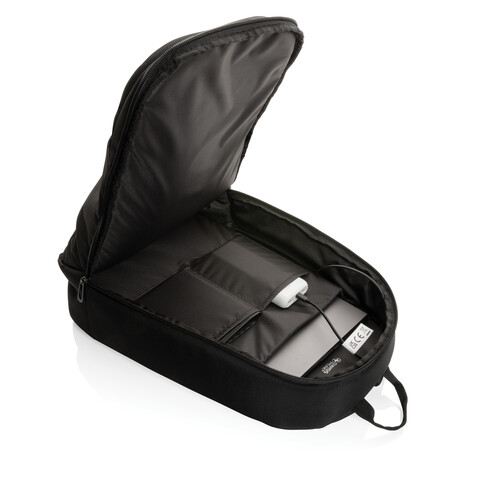 Swiss Peak AWARE™ moderner 15,6" Laptop-Rucksack schwarz bedrucken, Art.-Nr. P763.101