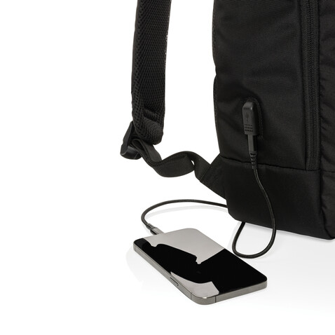 Swiss Peak AWARE™ moderner 15,6" Laptop-Rucksack schwarz bedrucken, Art.-Nr. P763.101