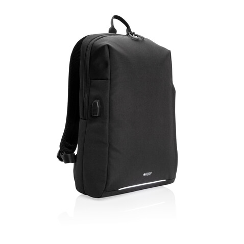 Swiss Peak AWARE™ RFID und USB A-Laptop-Rucksack schwarz bedrucken, Art.-Nr. P763.161 Swiss Peak AWARE™ RFID und USB A-Laptop-Rucksack schwarz bedrucken, Art.-Nr. P763.161