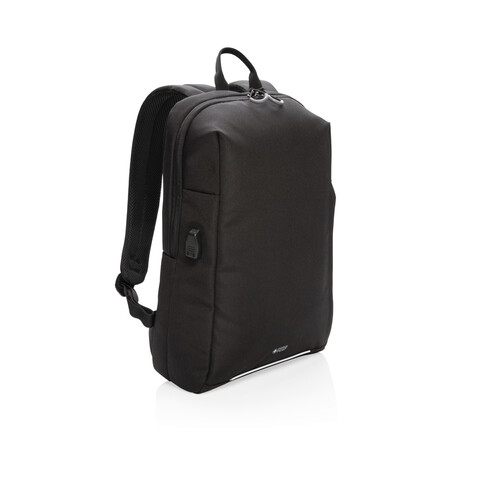Swiss Peak AWARE™ RFID und USB A-Laptop-Rucksack schwarz bedrucken, Art.-Nr. P763.161 Swiss Peak AWARE™ RFID und USB A-Laptop-Rucksack schwarz bedrucken, Art.-Nr. P763.161