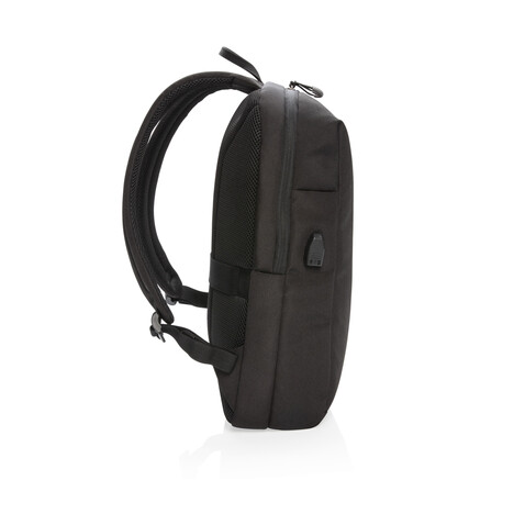 Swiss Peak AWARE™ RFID und USB A-Laptop-Rucksack schwarz bedrucken, Art.-Nr. P763.161 Swiss Peak AWARE™ RFID und USB A-Laptop-Rucksack schwarz bedrucken, Art.-Nr. P763.161