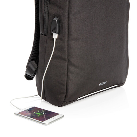 Swiss Peak AWARE™ RFID und USB A-Laptop-Rucksack schwarz bedrucken, Art.-Nr. P763.161 Swiss Peak AWARE™ RFID und USB A-Laptop-Rucksack schwarz bedrucken, Art.-Nr. P763.161