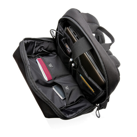 Swiss Peak AWARE™ RFID und USB A-Laptop-Rucksack schwarz bedrucken, Art.-Nr. P763.161 Swiss Peak AWARE™ RFID und USB A-Laptop-Rucksack schwarz bedrucken, Art.-Nr. P763.161