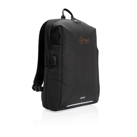 Swiss Peak AWARE™ RFID und USB A-Laptop-Rucksack schwarz bedrucken, Art.-Nr. P763.161 Swiss Peak AWARE™ RFID und USB A-Laptop-Rucksack schwarz bedrucken, Art.-Nr. P763.161