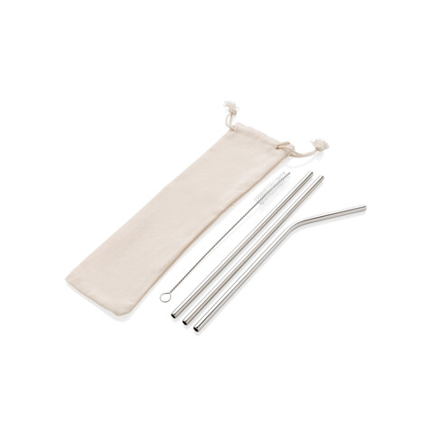 3-teiliges Trinkhalm-Set aus Stainless Steel silber bedrucken, Art.-Nr. P269.572 3-teiliges Trinkhalm-Set aus Stainless Steel silber bedrucken, Art.-Nr. P269.572