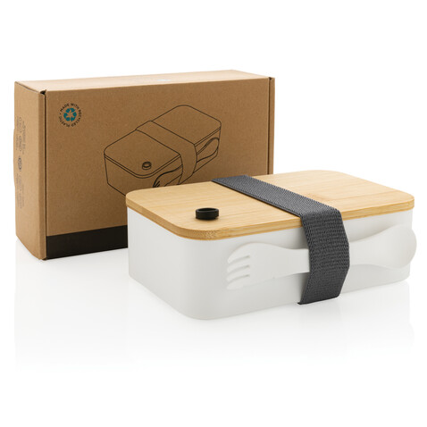 RCS RPP Lunchbox mit Bambusdeckel weiß bedrucken, Art.-Nr. P269.103 RCS RPP Lunchbox mit Bambusdeckel weiß bedrucken, Art.-Nr. P269.103