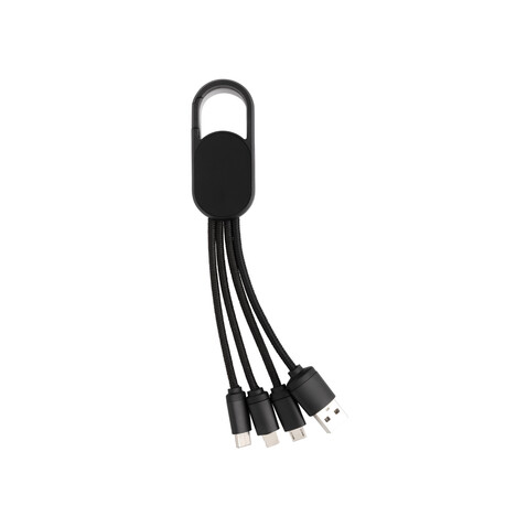 4-in-1 Kabel mit Karabiner-Clip schwarz bedrucken, Art.-Nr. P302.071 4-in-1 Kabel mit Karabiner-Clip schwarz bedrucken, Art.-Nr. P302.071