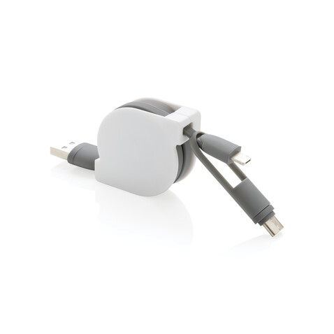 3-in-1 ausziehbares Kabel grau bedrucken, Art.-Nr. P302.223