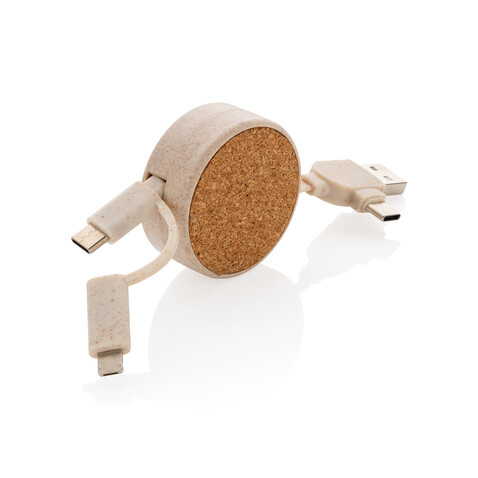 Kork und Weizen 6-in-1 Ladekabel khaki bedrucken, Art.-Nr. P302.369 Kork und Weizen 6-in-1 Ladekabel khaki bedrucken, Art.-Nr. P302.369