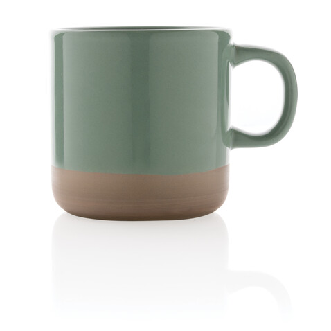 Becher aus glasiertem Keramik, 360ml grün bedrucken, Art.-Nr. P434.117