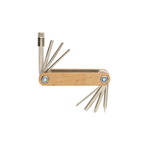 Sechskantwerkzeug aus Holz braun bedrucken, Art.-Nr. P221.089 Sechskantwerkzeug aus Holz braun bedrucken, Art.-Nr. P221.089