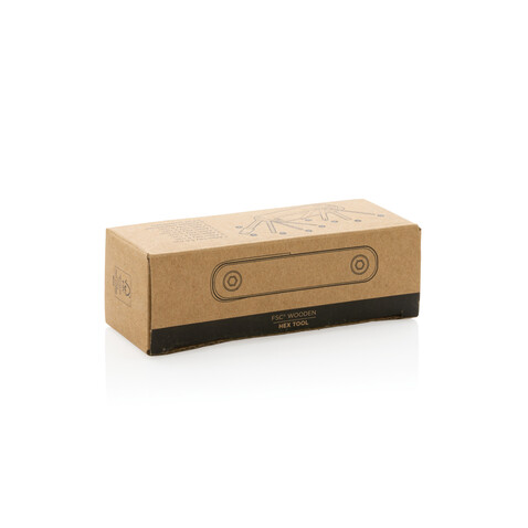 Sechskantwerkzeug aus Holz braun bedrucken, Art.-Nr. P221.089 Sechskantwerkzeug aus Holz braun bedrucken, Art.-Nr. P221.089