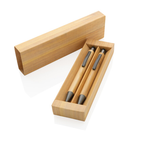 Modernes Bambus-Stifteset in Box braun bedrucken, Art.-Nr. P611.109 Modernes Bambus-Stifteset in Box braun bedrucken, Art.-Nr. P611.109
