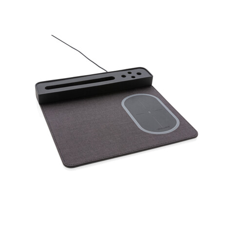 Air Mousepad mit 5W Wireless Charger und USB schwarz bedrucken, Art.-Nr. P308.251