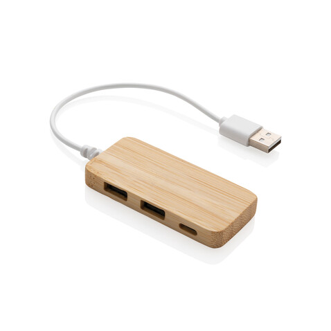 Bambus-Hub mit Type-C braun bedrucken, Art.-Nr. P308.739 Bambus-Hub mit Type-C braun bedrucken, Art.-Nr. P308.739