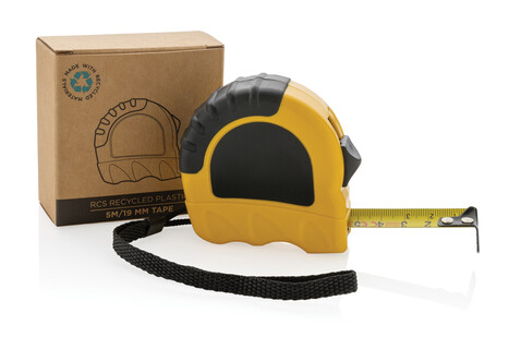 5m/19mm Maßband aus RCS recyceltem Kunststoff gelb, schwarz bedrucken, Art.-Nr. P112.116 5m/19mm Maßband aus RCS recyceltem Kunststoff gelb, schwarz bedrucken, Art.-Nr. P112.116