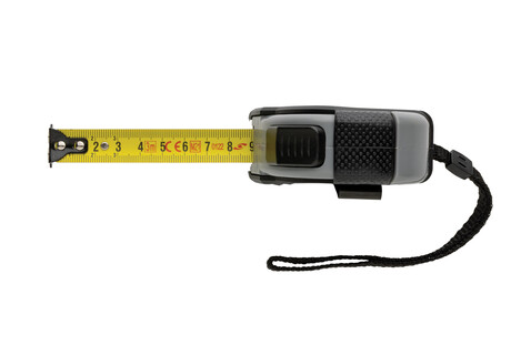 Auto-Stop-Maßband aus recyceltem Kunststoff, 3m/16mm schwarz bedrucken, Art.-Nr. P112.161
