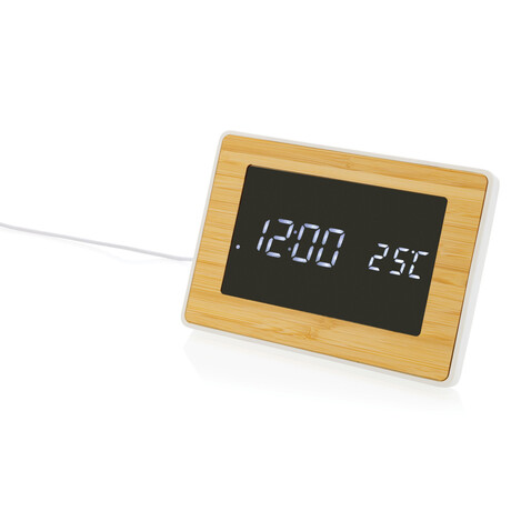 Utah LED-Uhr aus RCS rKunststoff & Bambus braun bedrucken, Art.-Nr. P279.319 Utah LED-Uhr aus RCS rKunststoff & Bambus braun bedrucken, Art.-Nr. P279.319