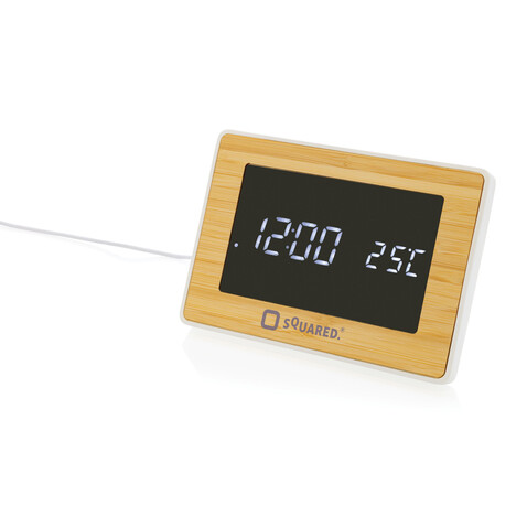 Utah LED-Uhr aus RCS rKunststoff & Bambus braun bedrucken, Art.-Nr. P279.319 Utah LED-Uhr aus RCS rKunststoff & Bambus braun bedrucken, Art.-Nr. P279.319