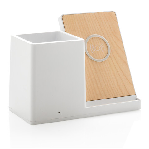 Ontario 10W Wireless Charger aus Bambus und RCS Kunststoff weiß bedrucken, Art.-Nr. P308.403 Ontario 10W Wireless Charger aus Bambus und RCS Kunststoff weiß bedrucken, Art.-Nr. P308.403