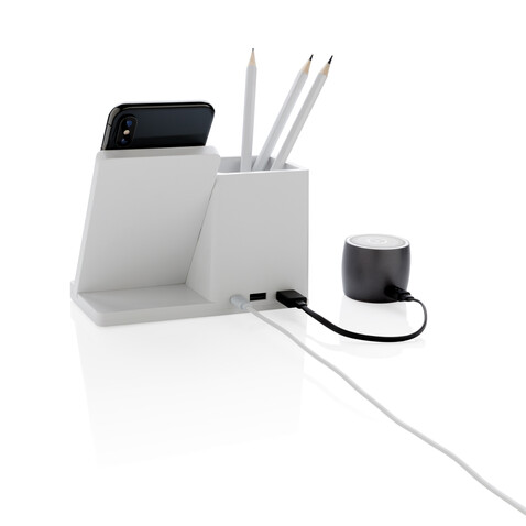 Ontario 10W Wireless Charger aus Bambus und RCS Kunststoff weiß bedrucken, Art.-Nr. P308.403 Ontario 10W Wireless Charger aus Bambus und RCS Kunststoff weiß bedrucken, Art.-Nr. P308.403