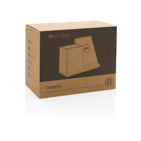 Ontario 10W Wireless Charger aus Bambus und RCS Kunststoff weiß bedrucken, Art.-Nr. P308.403 Ontario 10W Wireless Charger aus Bambus und RCS Kunststoff weiß bedrucken, Art.-Nr. P308.403