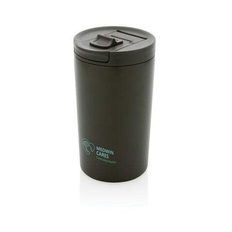 Doppelwandiger Vakuum-Becher aus RCS recyceltem SS grün bedrucken, Art.-Nr. P435.097 Doppelwandiger Vakuum-Becher aus RCS recyceltem SS grün bedrucken, Art.-Nr. P435.097