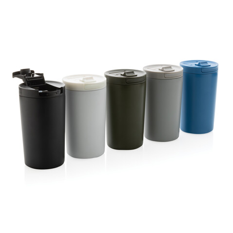 Doppelwandiger Vakuum-Becher aus RCS recyceltem SS grün bedrucken, Art.-Nr. P435.097 Doppelwandiger Vakuum-Becher aus RCS recyceltem SS grün bedrucken, Art.-Nr. P435.097