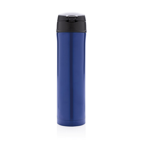 Easy Lock Vakuum-Flasche aus RCS recyceltem Stahl blau bedrucken, Art.-Nr. P435.505 Easy Lock Vakuum-Flasche aus RCS recyceltem Stahl blau bedrucken, Art.-Nr. P435.505