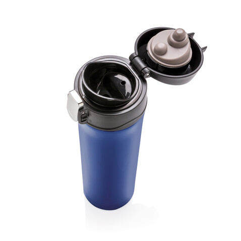 Easy Lock Vakuum-Flasche aus RCS recyceltem Stahl blau bedrucken, Art.-Nr. P435.505 Easy Lock Vakuum-Flasche aus RCS recyceltem Stahl blau bedrucken, Art.-Nr. P435.505