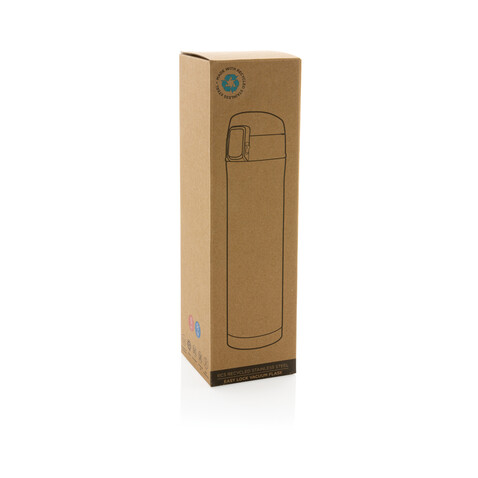 Easy Lock Vakuum-Flasche aus RCS recyceltem Stahl blau bedrucken, Art.-Nr. P435.505 Easy Lock Vakuum-Flasche aus RCS recyceltem Stahl blau bedrucken, Art.-Nr. P435.505