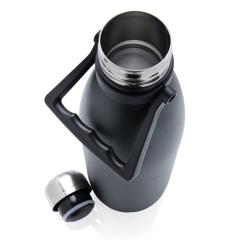 Große Vakuumflasche aus RCS recyceltem Stainless-Steel 1,5L schwarz bedrucken, Art.-Nr. P435.511