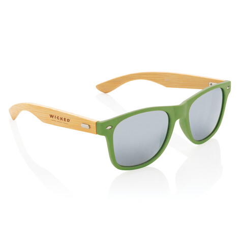 Sonnenbrille aus Bambus und RCS recyceltem Kunststoff grün bedrucken, Art.-Nr. P453.977 Sonnenbrille aus Bambus und RCS recyceltem Kunststoff grün bedrucken, Art.-Nr. P453.977
