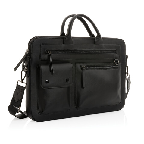 Swiss Peak 14" Laptoptasche aus GRS recyceltem PU schwarz bedrucken, Art.-Nr. P732.191
