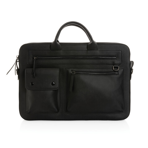 Swiss Peak 14" Laptoptasche aus GRS recyceltem PU schwarz bedrucken, Art.-Nr. P732.191
