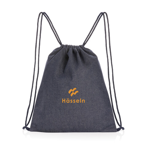 Impact AWARE™ Rucksack aus recyceltem Denim mit Kordelzug blau bedrucken, Art.-Nr. P762.835 Impact AWARE™ Rucksack aus recyceltem Denim mit Kordelzug blau bedrucken, Art.-Nr. P762.835