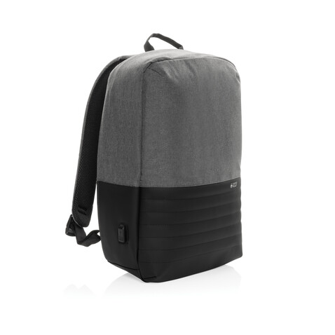 Swiss Peak AWARE™ Anti-Theft-RFID 15.6"-Laptop-Rucksack grau bedrucken, Art.-Nr. P763.132