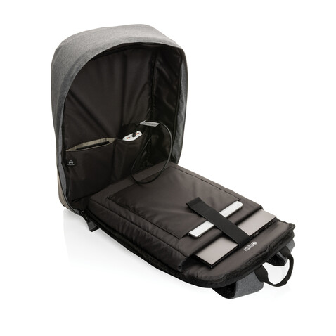 Swiss Peak AWARE™ Anti-Theft-RFID 15.6"-Laptop-Rucksack grau bedrucken, Art.-Nr. P763.132