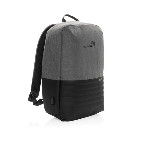 Swiss Peak AWARE™ Anti-Theft-RFID 15.6"-Laptop-Rucksack grau bedrucken, Art.-Nr. P763.132