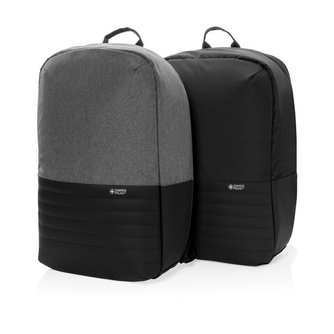 Swiss Peak AWARE™ Anti-Theft-RFID 15.6"-Laptop-Rucksack grau bedrucken, Art.-Nr. P763.132